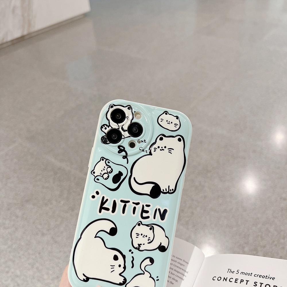 Case Pelindung Motif Kucing Bahan TPU Untuk iPhone 11 13pro 13prm 12 7Plus xs 8Plus XR 7 8 XR 11pro xs Max 12Pro Max