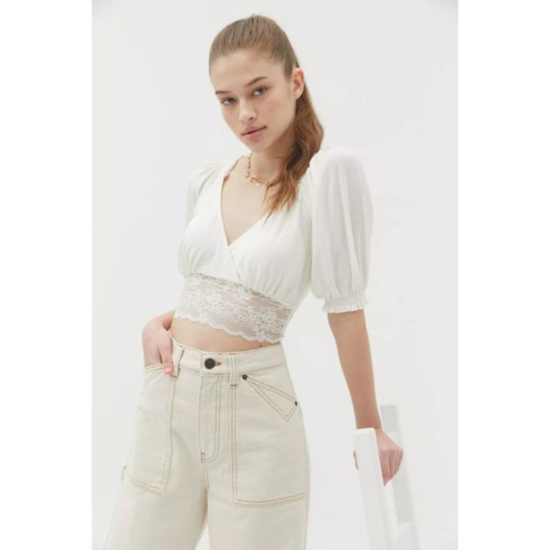 Urban Outfitters Samara Plunging Surplice Crop Top