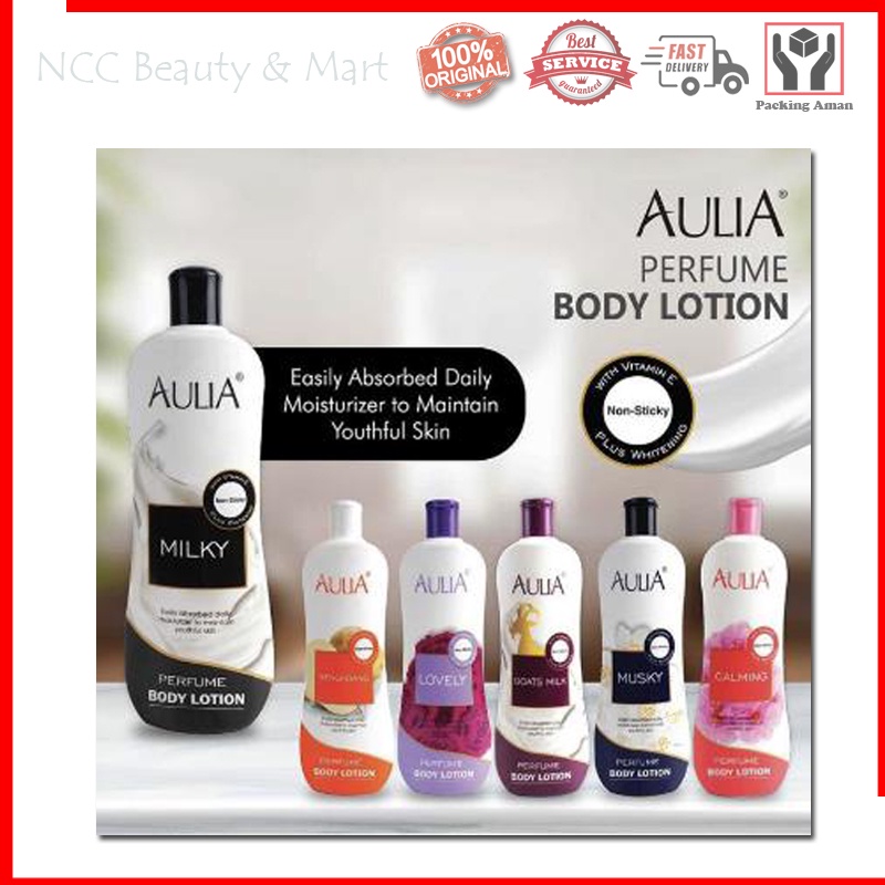 * NCC * Aulia Body Lotion Perfume Hand And Losion Tubuh Tidak Lengket Plus Whitening - Netto 600 ml