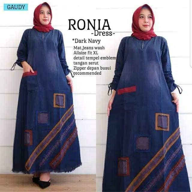 RONIA DRESS GAUDY/GAMIS JEANS BEST SELLER ORIGINAL PRODUK BR