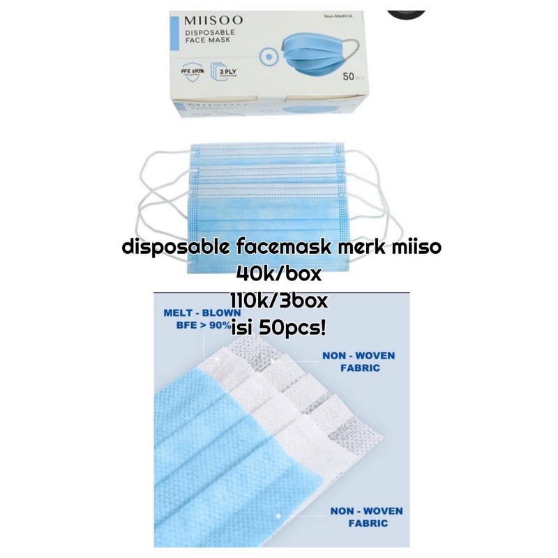 Miiso Disposable Face Mask / Masker Non-Medis