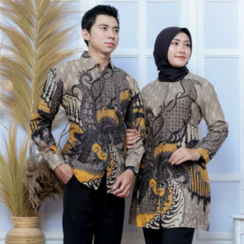couple batik pola warna original hilmi super seragam batik kerja kantor pakaian tunik kemeja modern 
