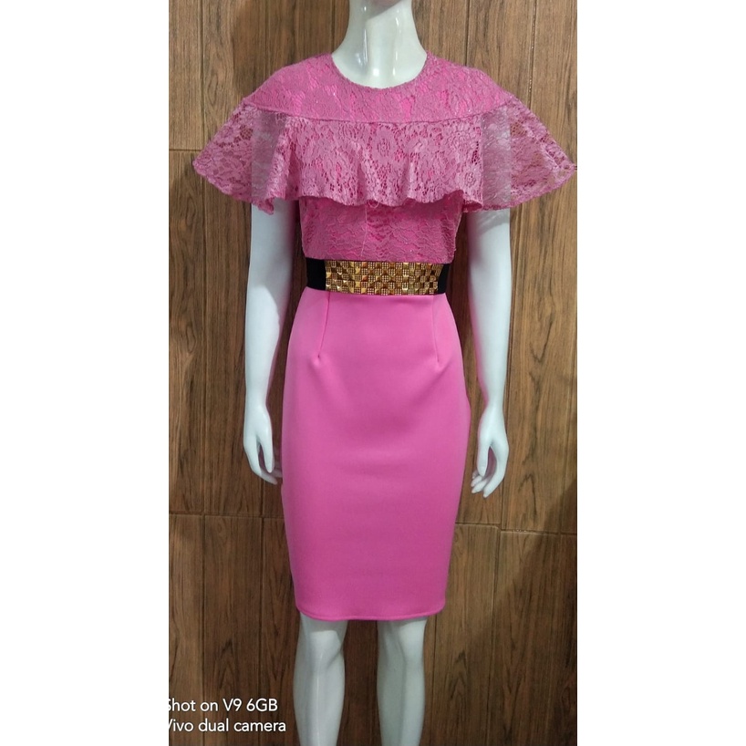 Kathryn collection # 102 Dres rok span scuba Import kombinasi brukat gliter free belt