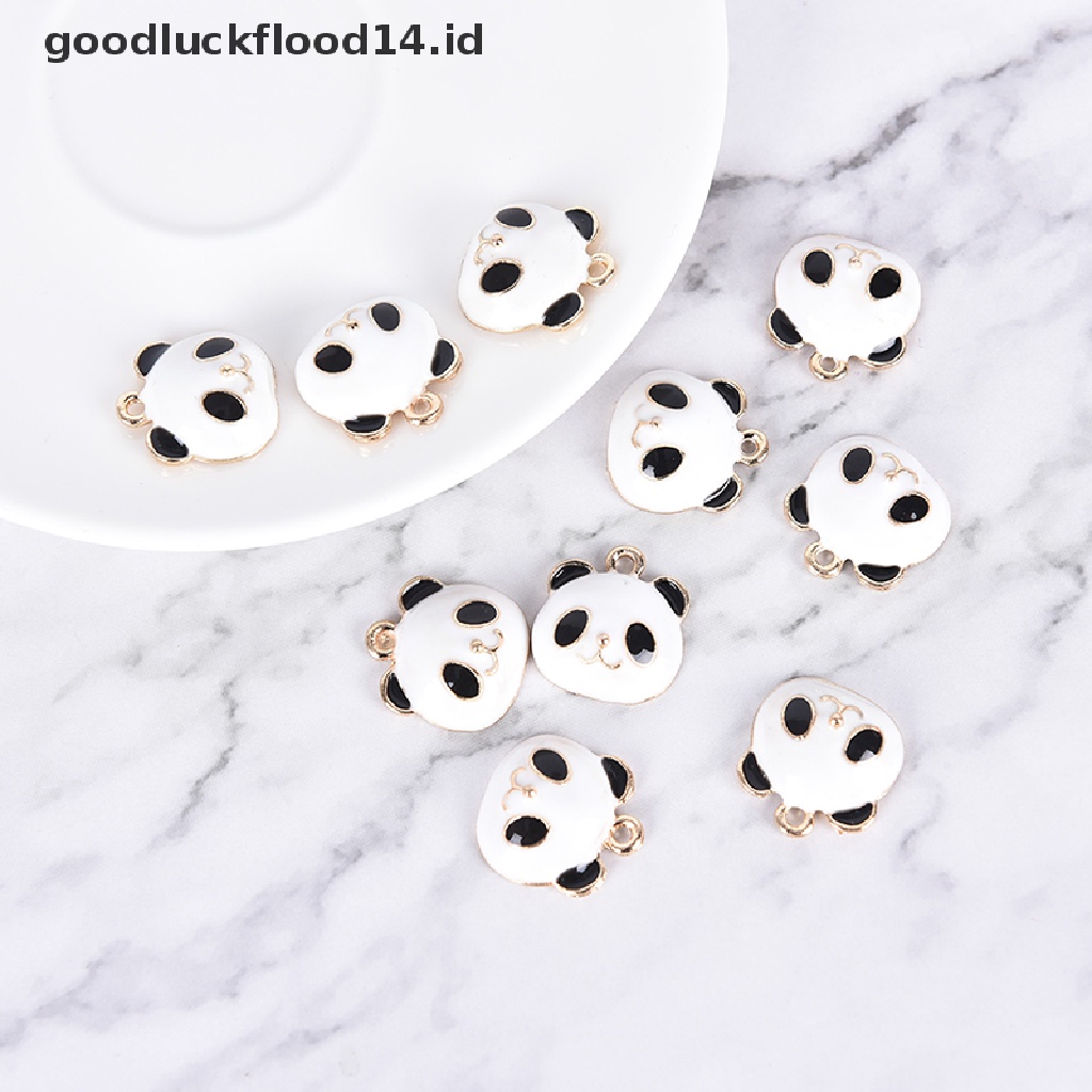 [OOID] 10Pcs/Set Cute Panda Animals Alloy Enamel Charms Pendant DIY Craft Jewelry Gift ID