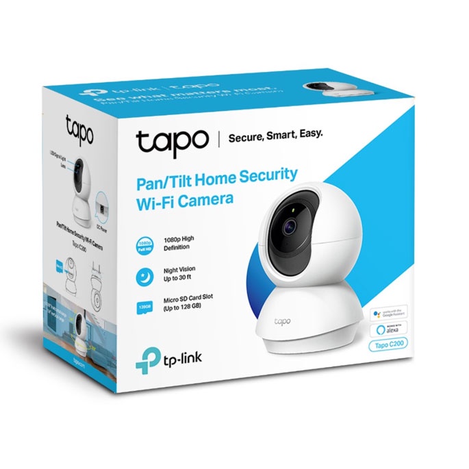 TP-LINK IP Camera CCTV 1080P Night Vision Pan Tilt - Tapo C200 - White