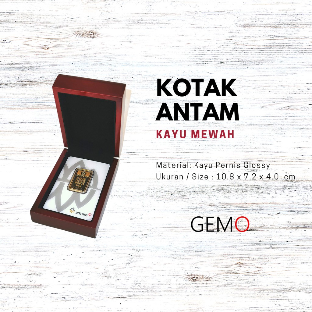 Kotak Kartu Emas Antam Berbahan Kayu Mewah / Box Tempat Penyimpanan Logam Mulia Emas Batangan Cocok Untuk Gift / Hadiah, Lamaran, Mahar Pernikahan, Hantaran Tunangan, Seserahan Pernikahan