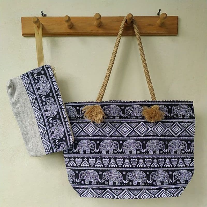 TOTEBAG TALI SUMBU GRATIS POUCH / TAS TOTE BAG WANITA KANVAS MOTIF