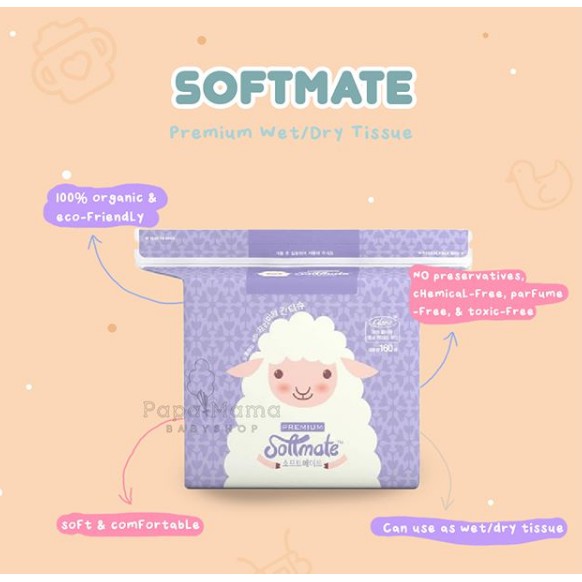 SOFTMATE Premium 160 sheets Wet / Dry Tissue Soft Mate Tisu Basah