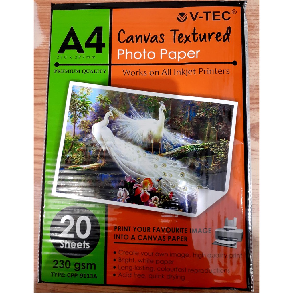 

Canvas V-tec Photo Paper 230 gsm A4 (20 lbr)