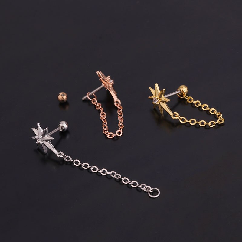 1pc Anting Tusuk Desain Bunga Hias Cz Untuk Wanita