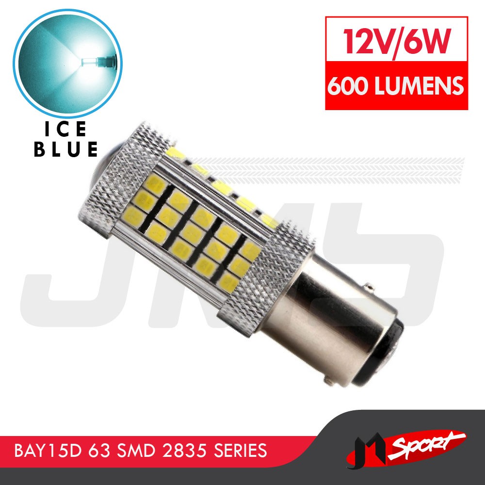 Lampu LED Mobil / Motor Bayonet 2 Kaki / 1157 / BAY15D Projector 63 SMD 2835 Crystal Blue