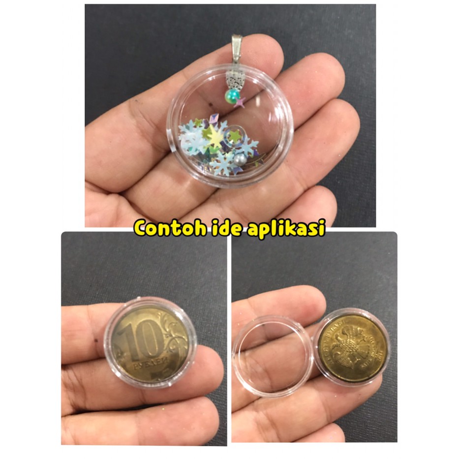 Coin holder mika lingkaran round acrylic liontin mica bulat koleksi