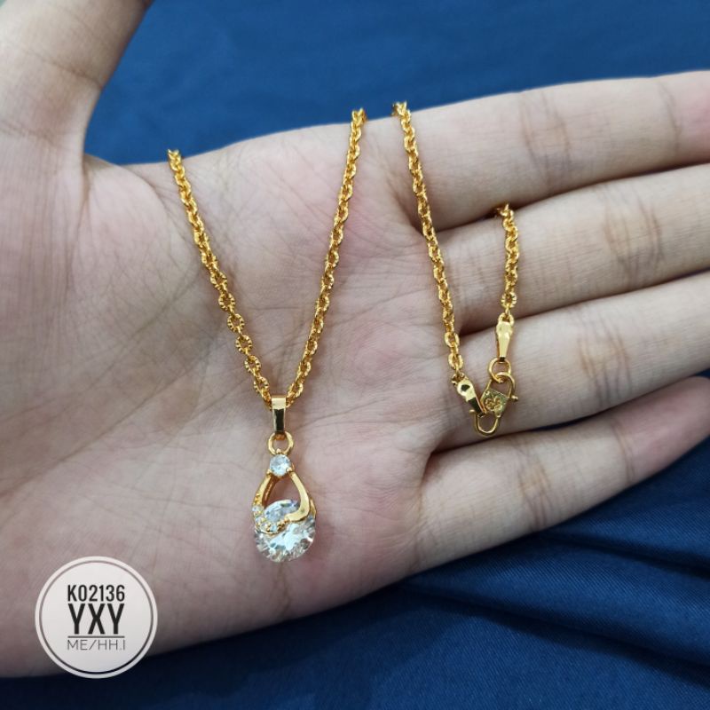 Kalung Yaxiya Love Zircon Gantung K02136