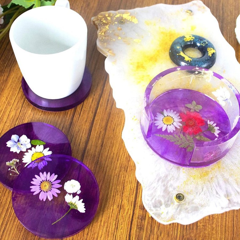 SIY  5 Pcs Coaster Epoxy Resin Mold Cup Mat Pad Silicone Mould DIY Crafts Decorations Storage Box Casting Tools