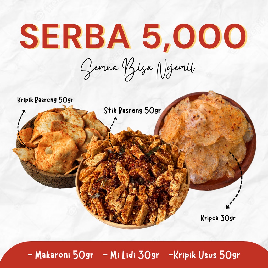 

[SERBA 5000] Basreng Pedas Daun Jeruk Kripik Basreng Pedes Mi Lidi Makaroni Bantet Cikruh Camilan Keripik Kripca Kripik Kaca Cemilan Jajanan