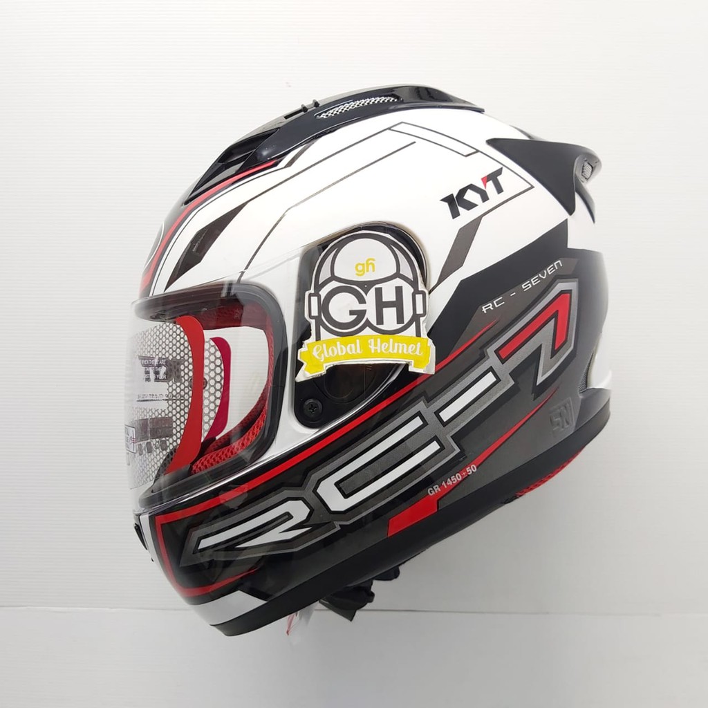 HELM FULL FACE KYT RC7 RC-7 RC SEVEN MOTIF #14 WHITE RED