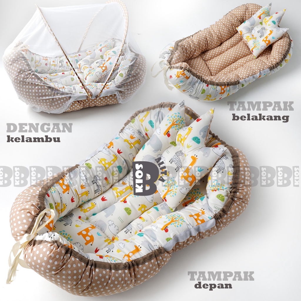 KASUR BAYI FREE BANTAL PEYANG CROWN / KASUR KAPAL BABY NEST ANTI GUMOH 2IN1 MOTIF BISA BOLAK BALIK