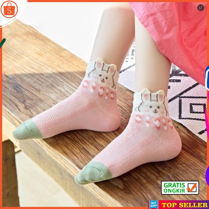 KAOS KAKI ANAK PEREMPUAN KOREA MOTIF KELINCI PINK RABBIT SOCK KIDS SEKOLAH USIA 1-7 TAHUN