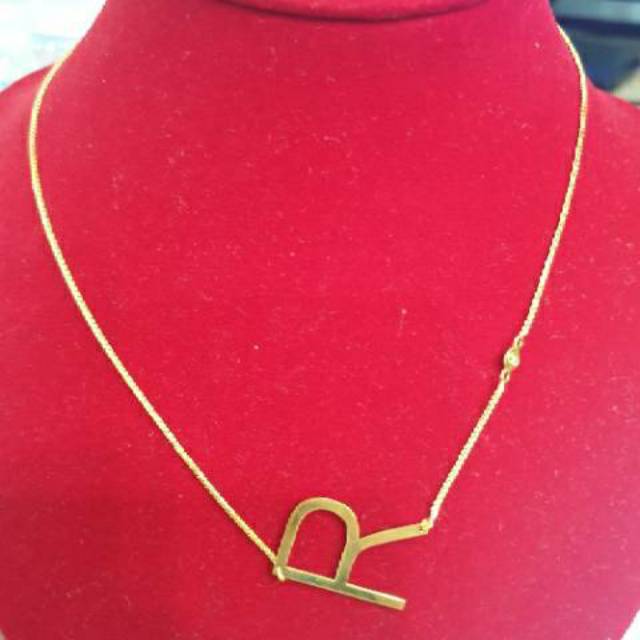 kalung carendelano alta huruf D P R simple elegant emas asli 20K