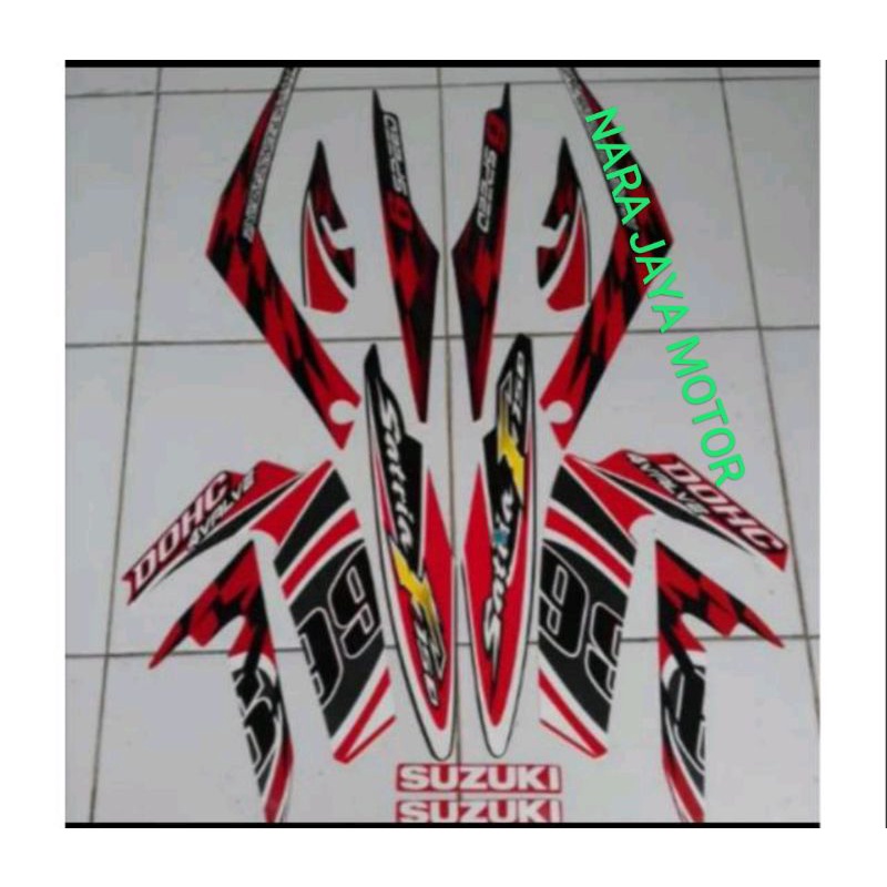 setiker/striping satria fu barong 2102 hitam merah