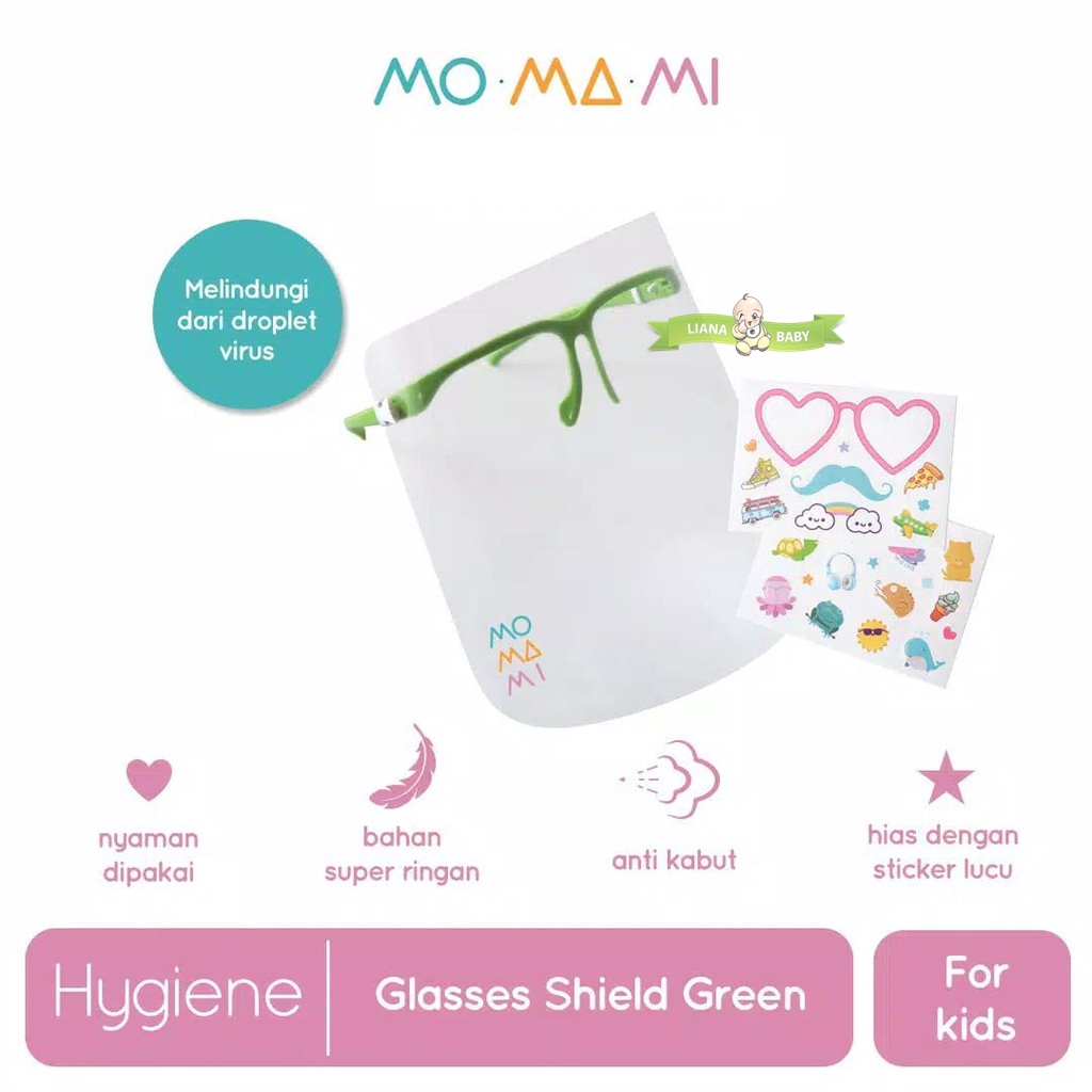 PERA505 FACE SHIELD MOMAMI COMFI FACE GLASSES GREEN SHIELD FOR KIDS