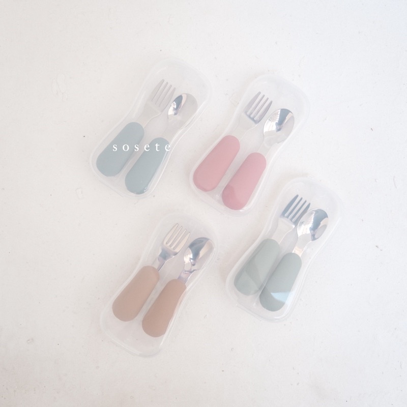 Little Sosete - Premium Cutlery Stainless Steel SET | 1 Set 2 PCS *peralatan makan bayi *bibs bayi *sendok garpu bayi *mangkok bayi *peralatan makan bayi *mpasi bayi-3