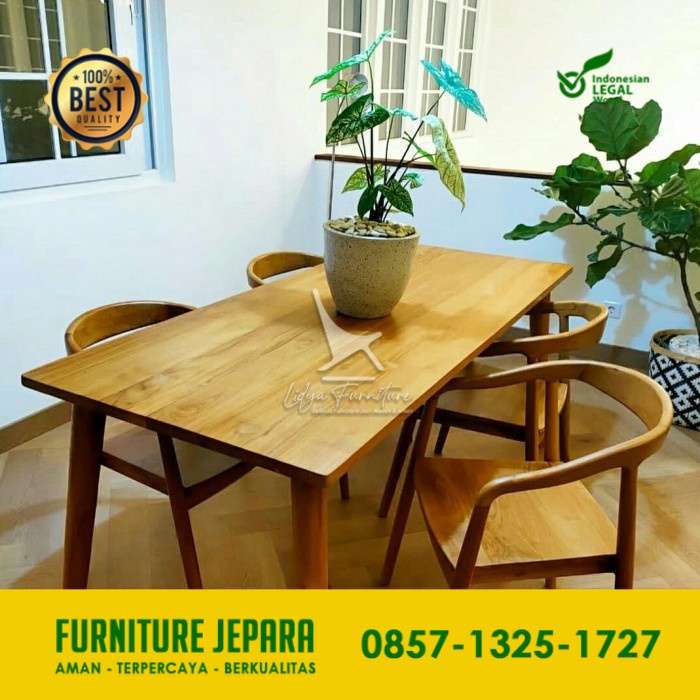 MEJA MAKAN MINIMALIS - SET MEJA MAKAN MINIMALIS - MEJA JATI MINIMALIS