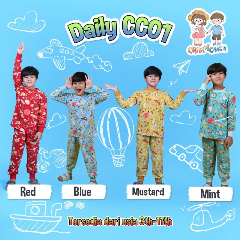 piyama anak daily wear Chiki n chacha CC01