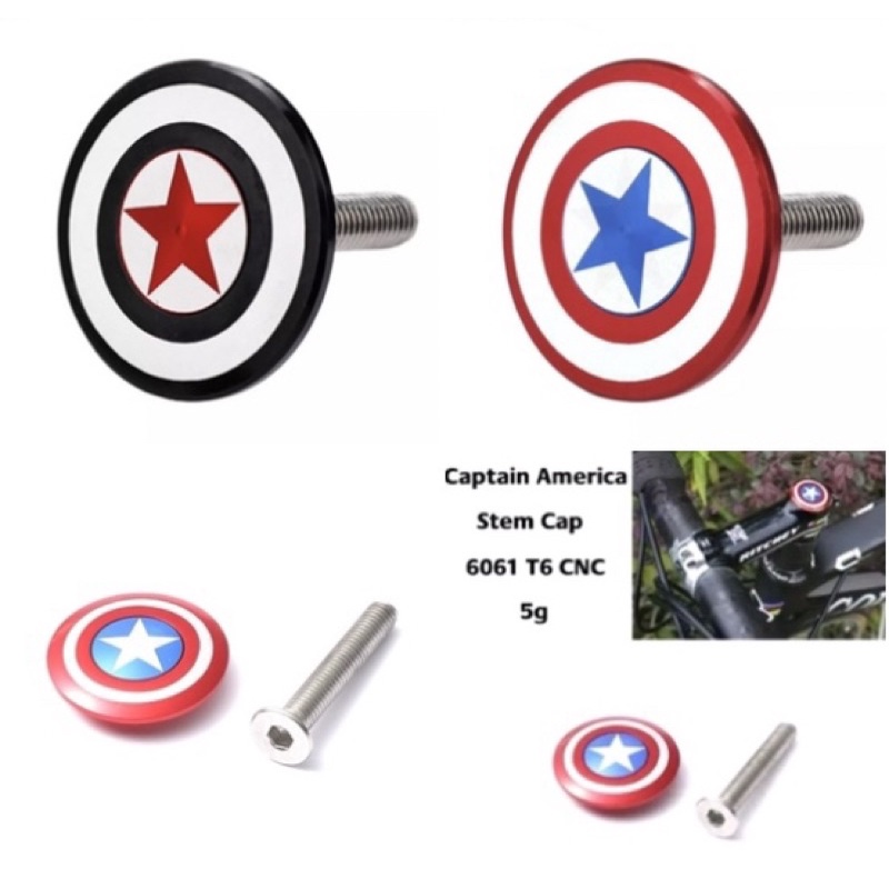 Cover tutup headset top cap motif captain america 28.6 mm 28.6mm sepeda headset stem mtb seli balap lipat folding bike roadbike road bike