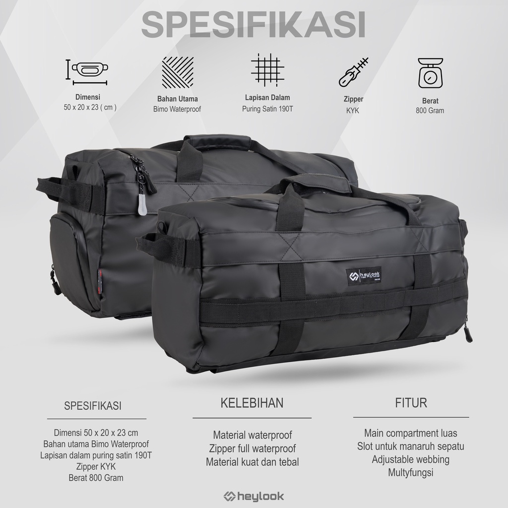 Tas Travel Bag Bahan Tebal Waterproof Tas Olahraga Gym Fitness Tas Pakaian Mudik Pulkam Backpacker Anti Air Kapasitas Besar