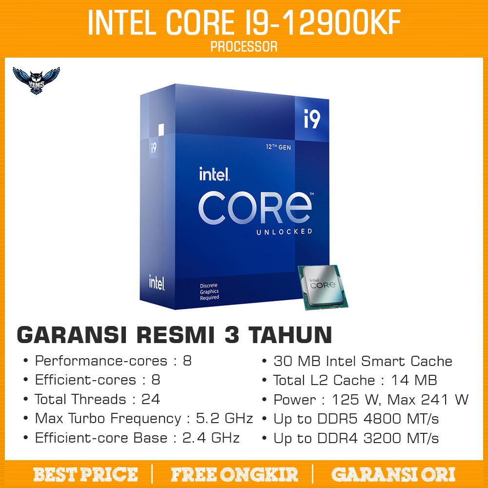 Intel Core i9 12900KF Box | 5.2Ghz 16C 24T | Gen 12 LGA1700 Alder Lake