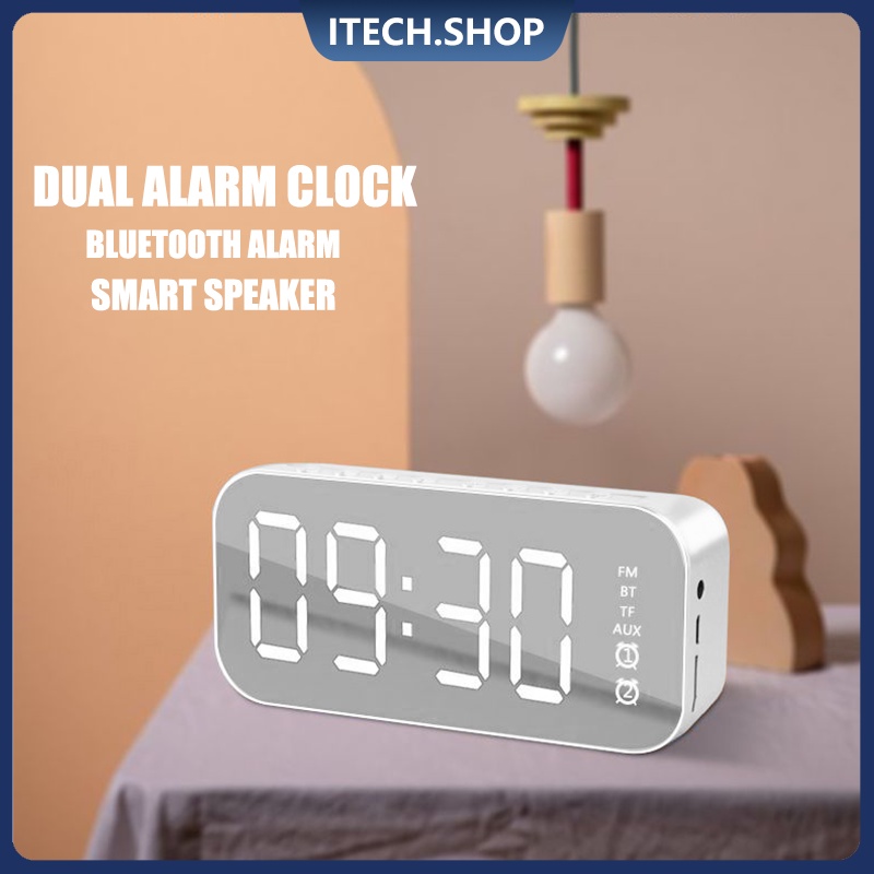 Jam Meja Digital Bluetooth 5.0 Alarm LED Display Radio FM Portabel