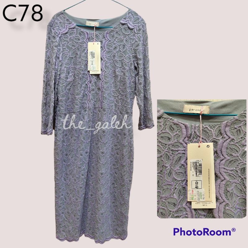 C78 New Marks & Spencer Dress Brokat Ungu Lilac Dress Pesta Bagus Murah