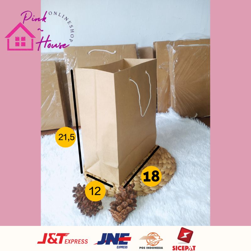 

TAS KERTAS PAPER BAG POLOS COKELAT / UK P 18 X L 12 X T 21,5 [ BERHADIAH ]
