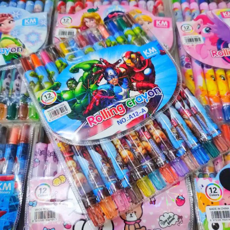 

krayon murah/krayon karakter/krayon lucu/krayon putar 12 warna panjang motif hello Kitty