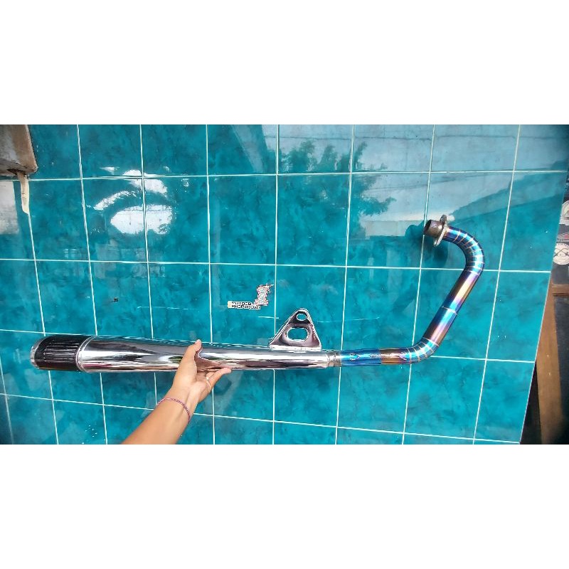 knalpot gl kleper suara kyak ori produk motocb, leher cacing35mm stainles bluemon