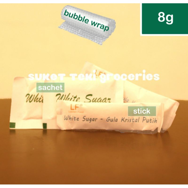 per 50 Gula Putih / White Sugar Stick / Sachet Hotel Kafe 8 gram READY Grosir