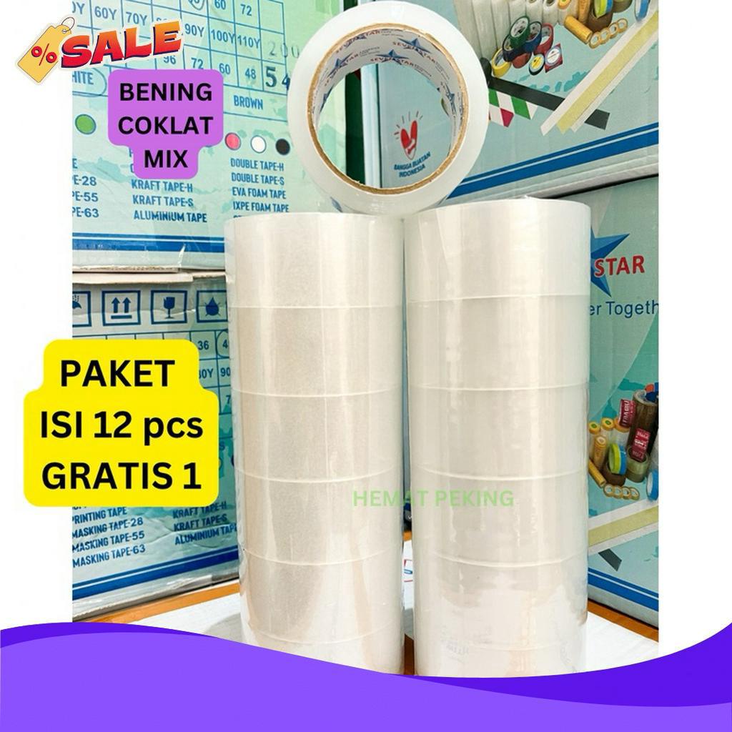 

SPESIAL DISCOUNT Lakban Murah PAKET isi 12 pcs GRATIS 1 Packing 45 mm 9 y