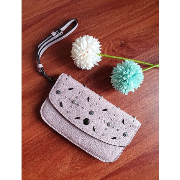 preloved coach wristlet clutch rivets authentic original wallet dompet second asli