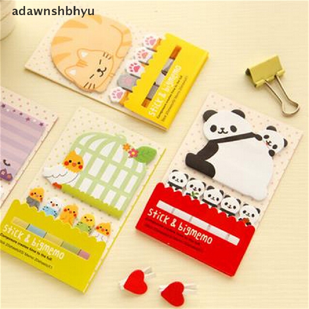 [adawnshbhyu] Animal Cat Panda Cute Kawaii Memo Sticky Notes Planner Stiker Kertas Bookmark