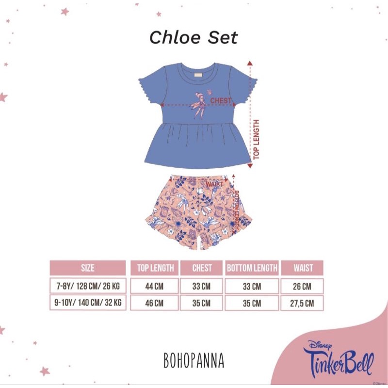 Chloe set disney 7-8, 9-10Y B21