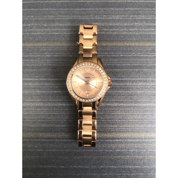 Bekas Second Preloved FOSSIL FS Jam Tangan Wanita Original Fashion Klasik Rose Gold Stainless Steel 