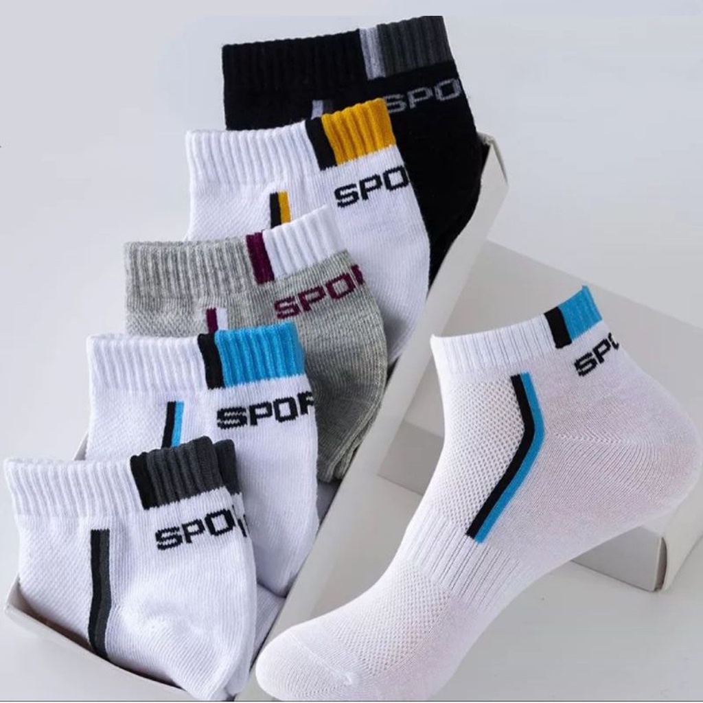 BRGUNIK Kaoskaki Sport Motif Garis Kaoskaki Pria Olahraga Pendek Semata Kaki Import Murah KK009