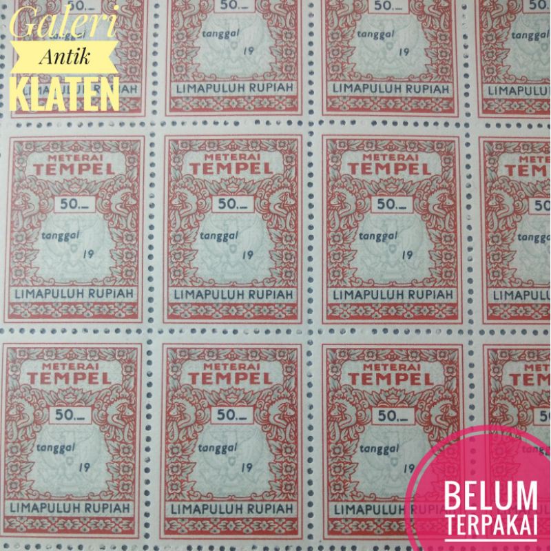 

1pcs Materai Tempel Rp 50 Rupiah tahun 1976,1977,1976,1978,1979 Matrai lama antik kuno meterai