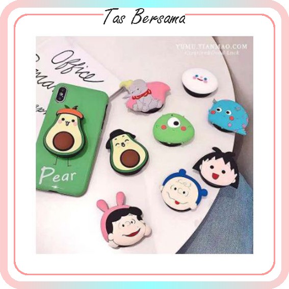 Pop Up Socket Ring Stand Polos / Pop Socket HP 3D Karakter Cartoon / Pop Socket 3D / Aksesoris HP