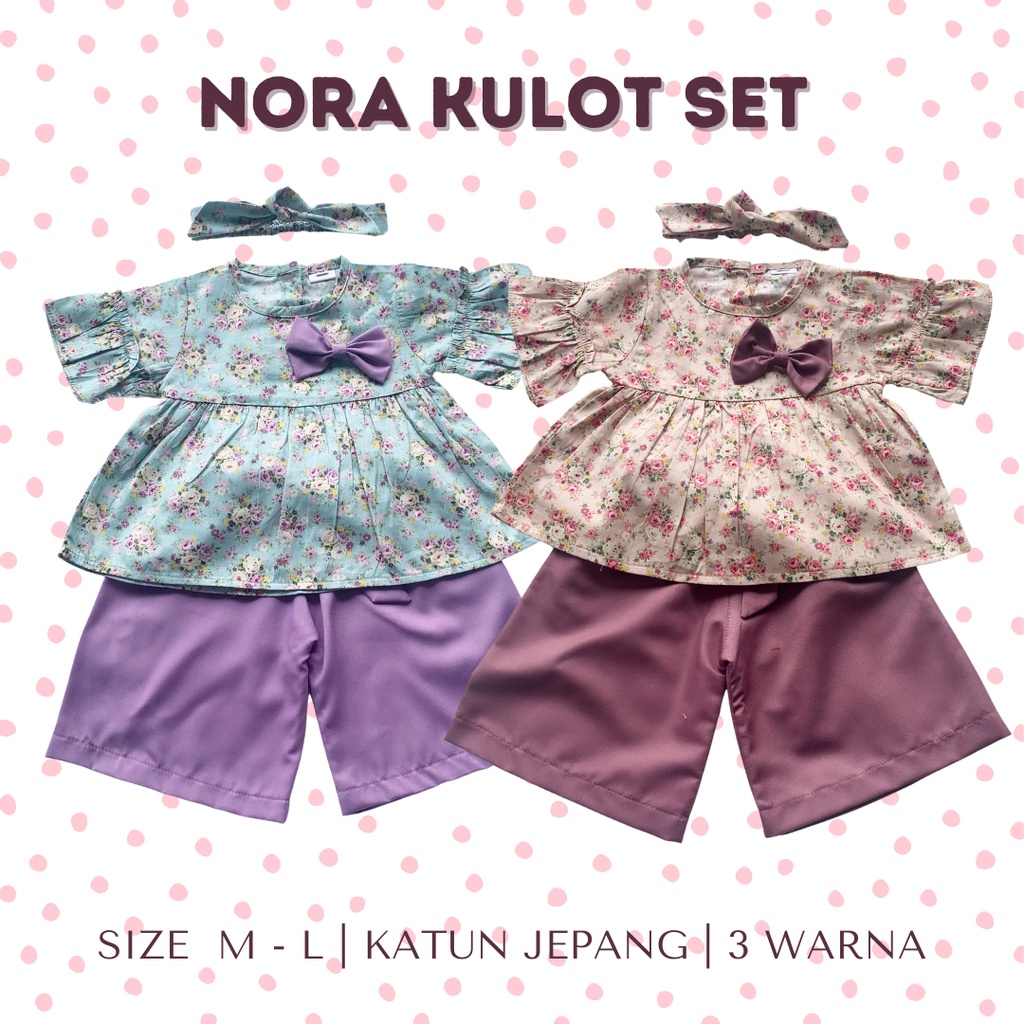 baju anak perempuan bayi balita 1 2 tahun 12 bulan NORA kulot set setelan katun kulot bayi