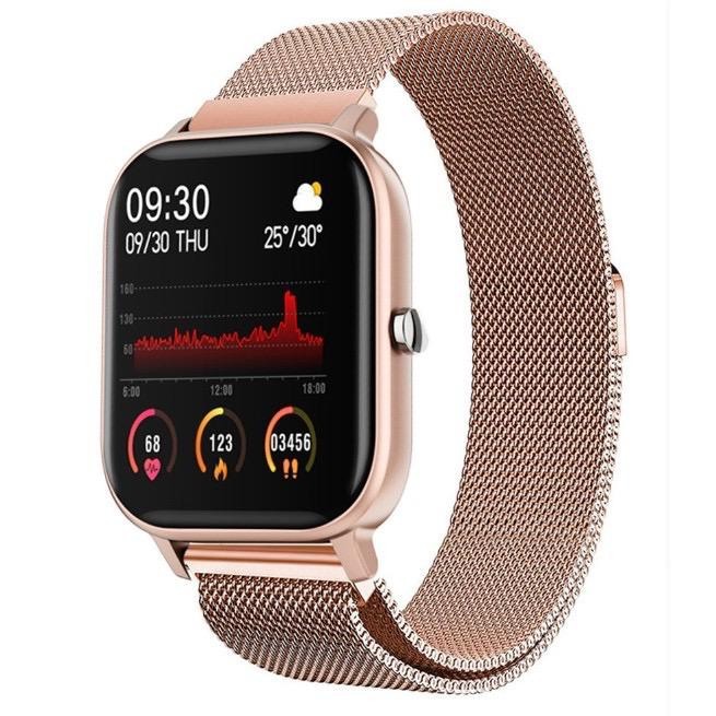 Dennos P8 Smart watch Jam Tangan Pintar Heart Rate Anti air Monitor De - STAINLESS HITAM