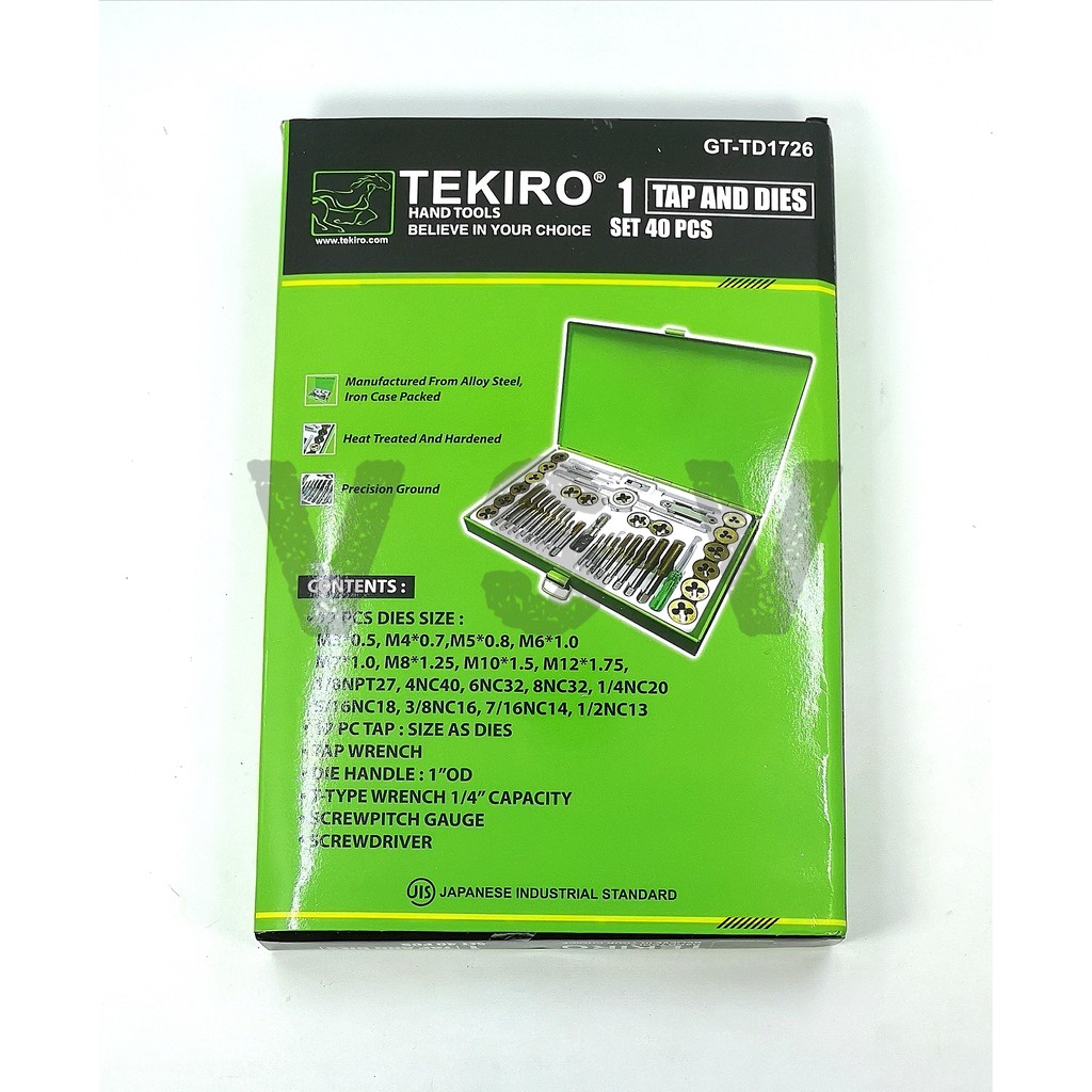 Tekiro Tap and Dies set 40pc Tap set 40 pcs Hand tap set Tap &amp; Dies 40 pc