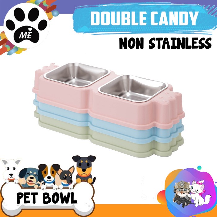 Tempat Makan Minum Anjing Kucing &quot;DOUBLE CANDY&quot; Anti Slip