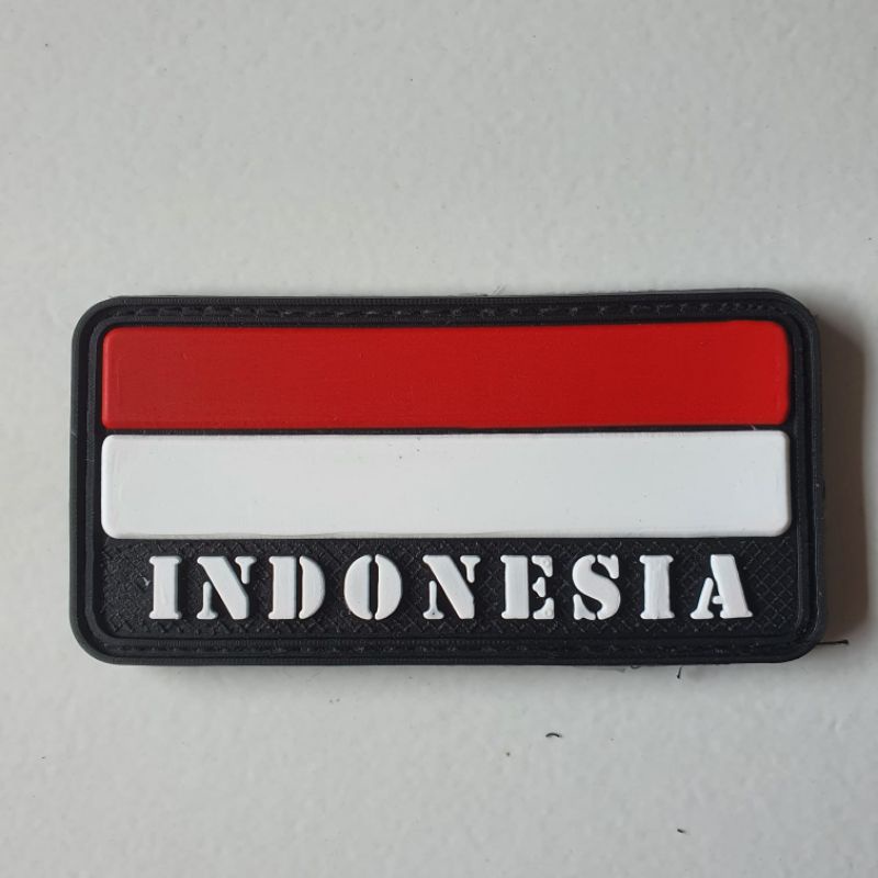 PATCH RUBBER LOGO BENDERA INDONESIA MERAH PUTIH/TEMPELAN EMBLEM KARET VELCRO